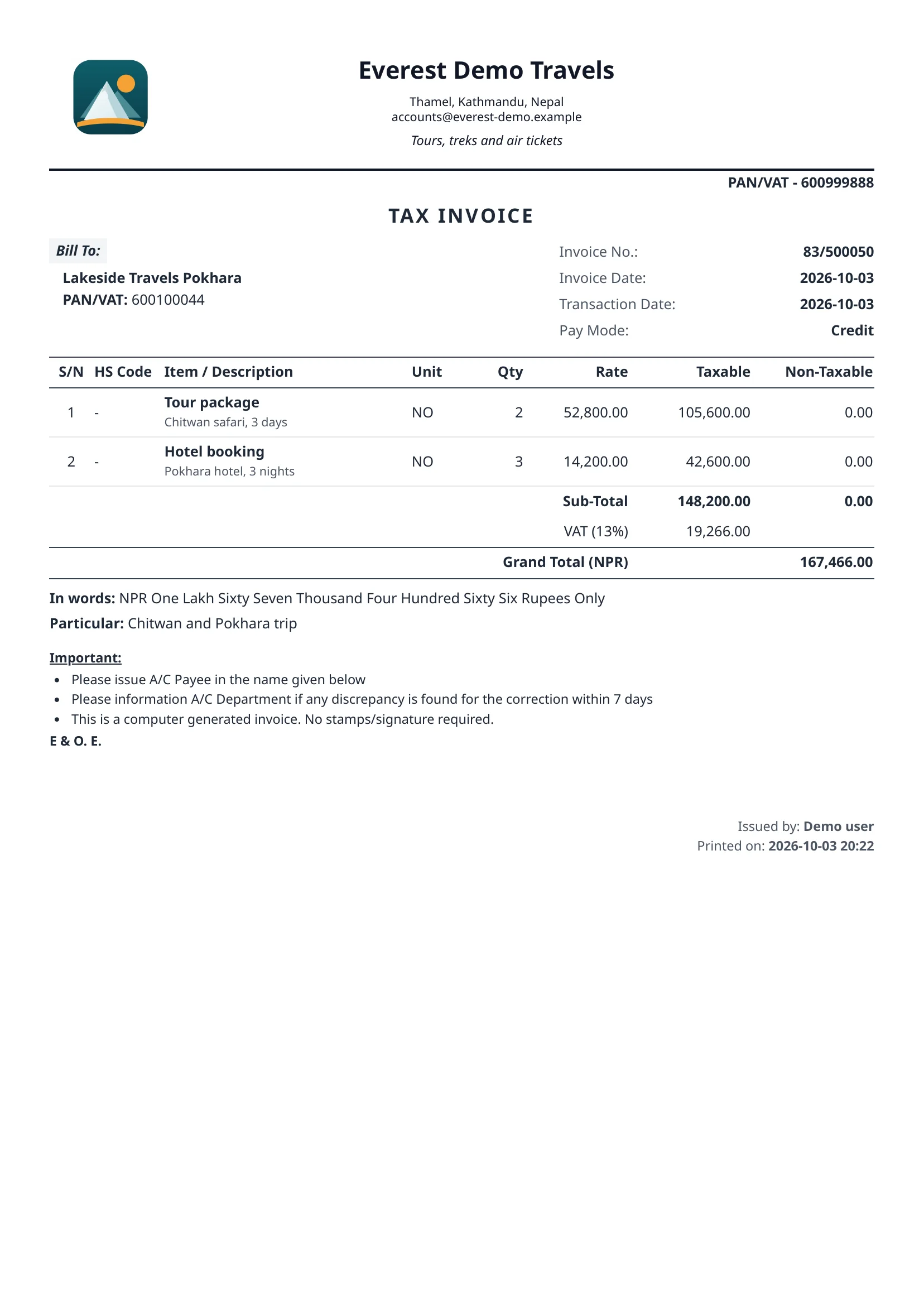 Tax invoice
